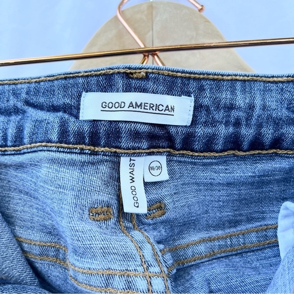 GOOD AMERICAN | GOOD WAIST FRONT SEAM PINTUCK JEANS SLIT ANKLE BLUE SIZE 10/30 - Picture 4 of 7
